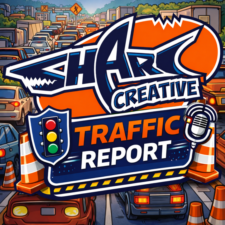 Traffic Update 1/7/26 8:55am – Produced by Sharc Creative 2